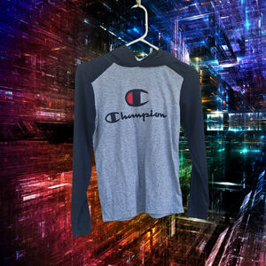 Boys Champion Hoodie Gray Black Size 14/16